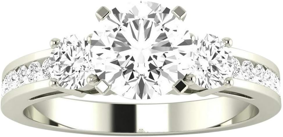 Channel set three stone diamond engagement ring customizable carat weight