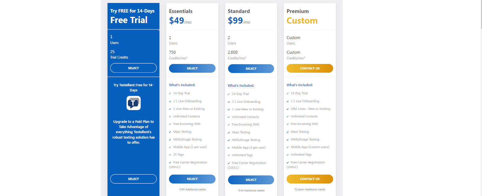 Textellent Pricing