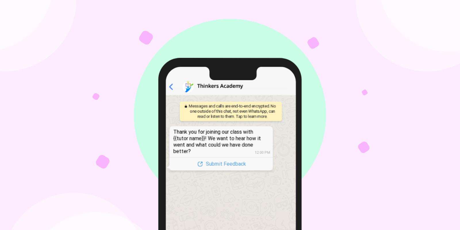 Thinkers Academy requesting feedback using WhatsApp chatbots