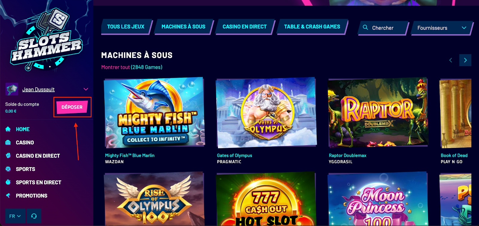 slots hammer dépôt