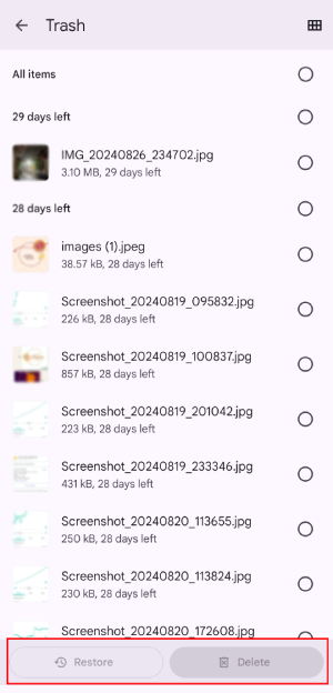 android trash folder 