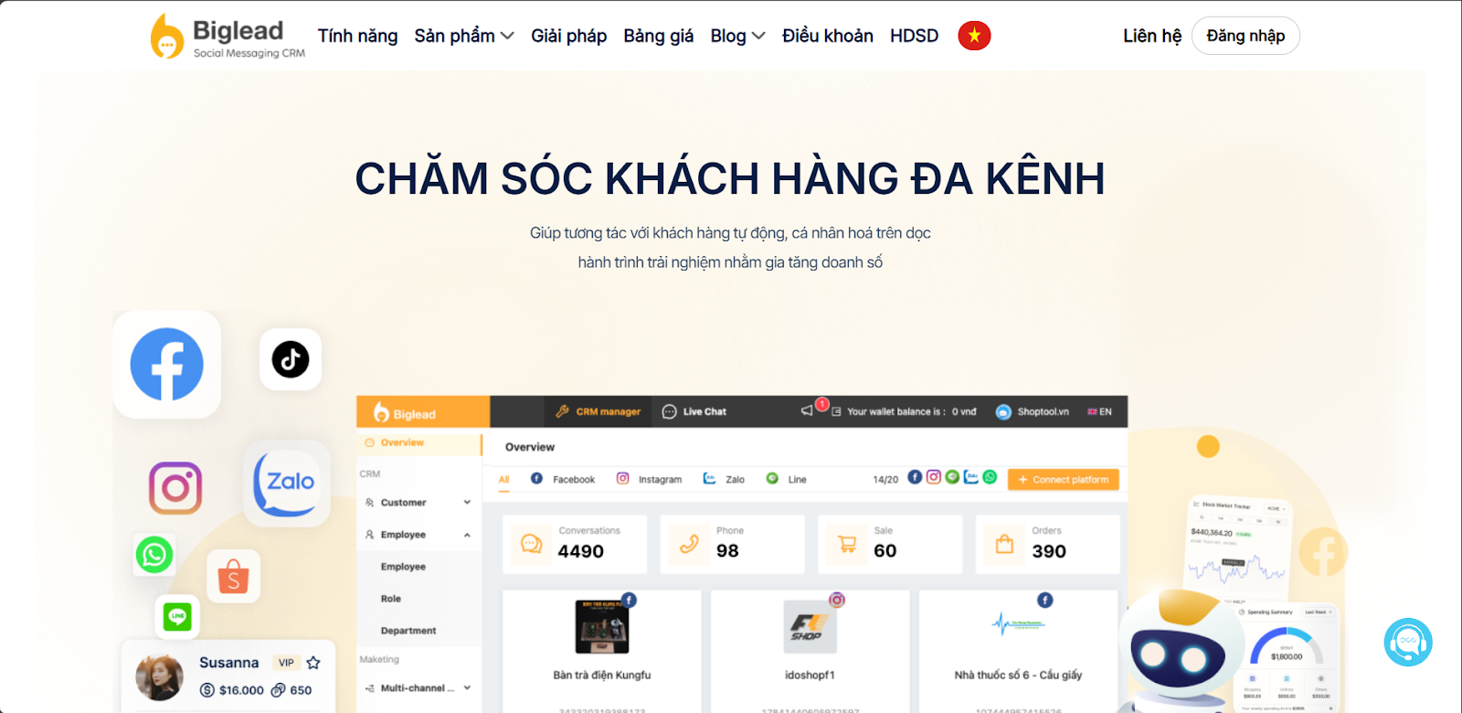 Biglead - giải pháp chăm sóc khách hàng đa kênh.