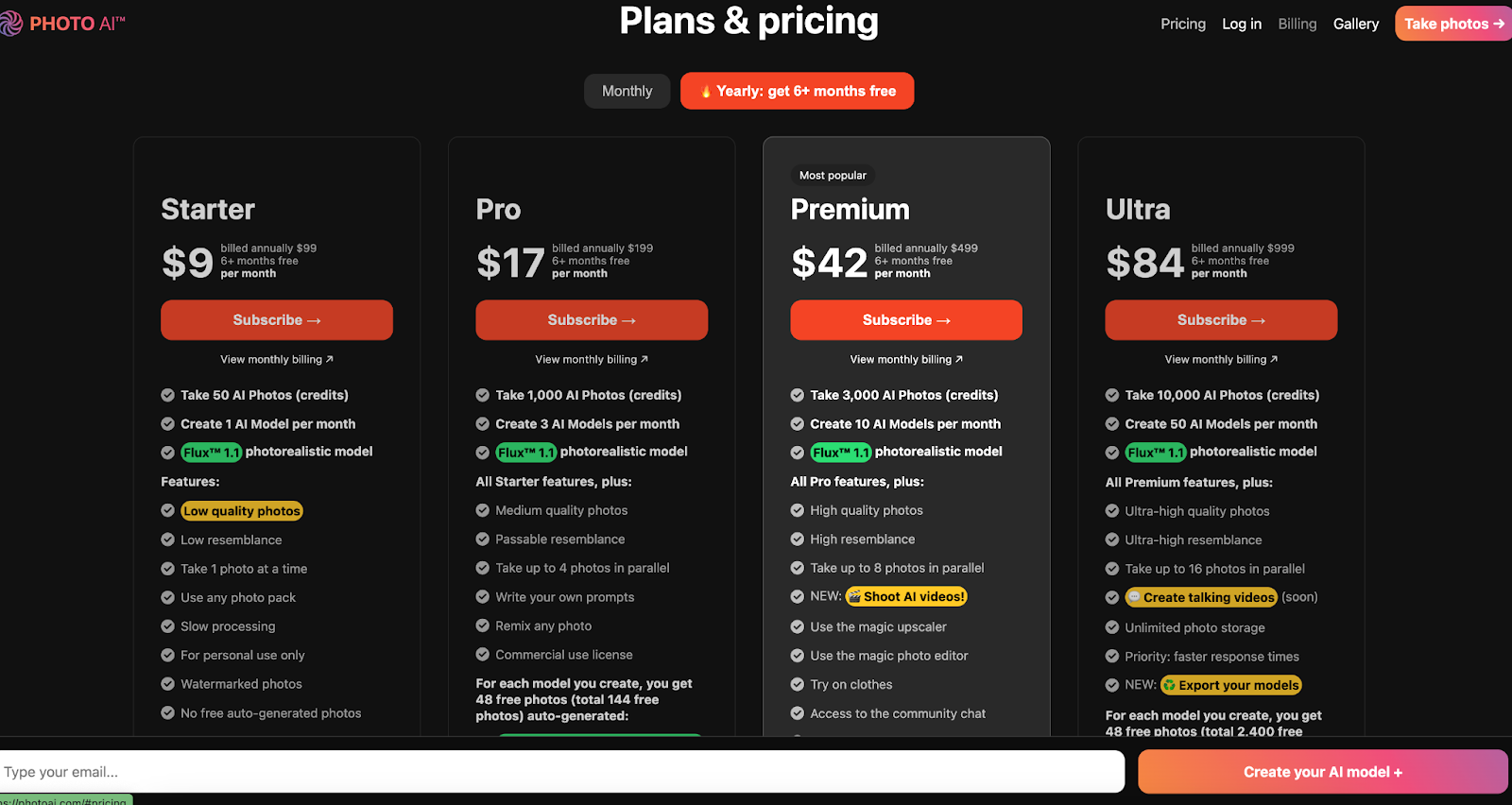 PhotoAI pricing