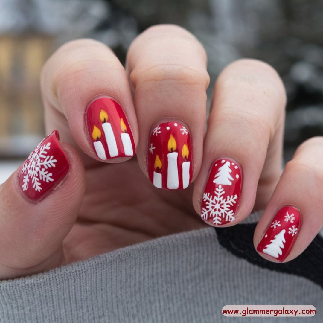 Red Winter Nail Designs having Deep Crimson
