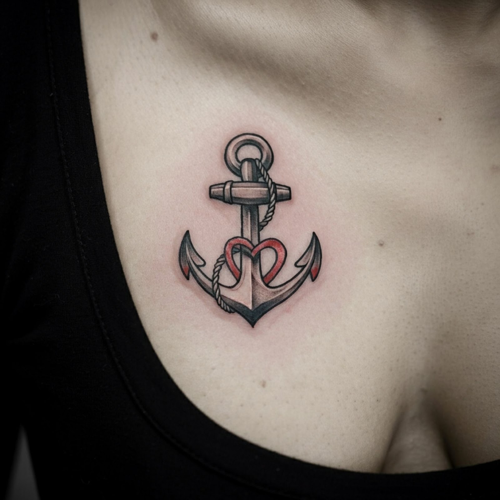 Anchor Tattoo on Chest