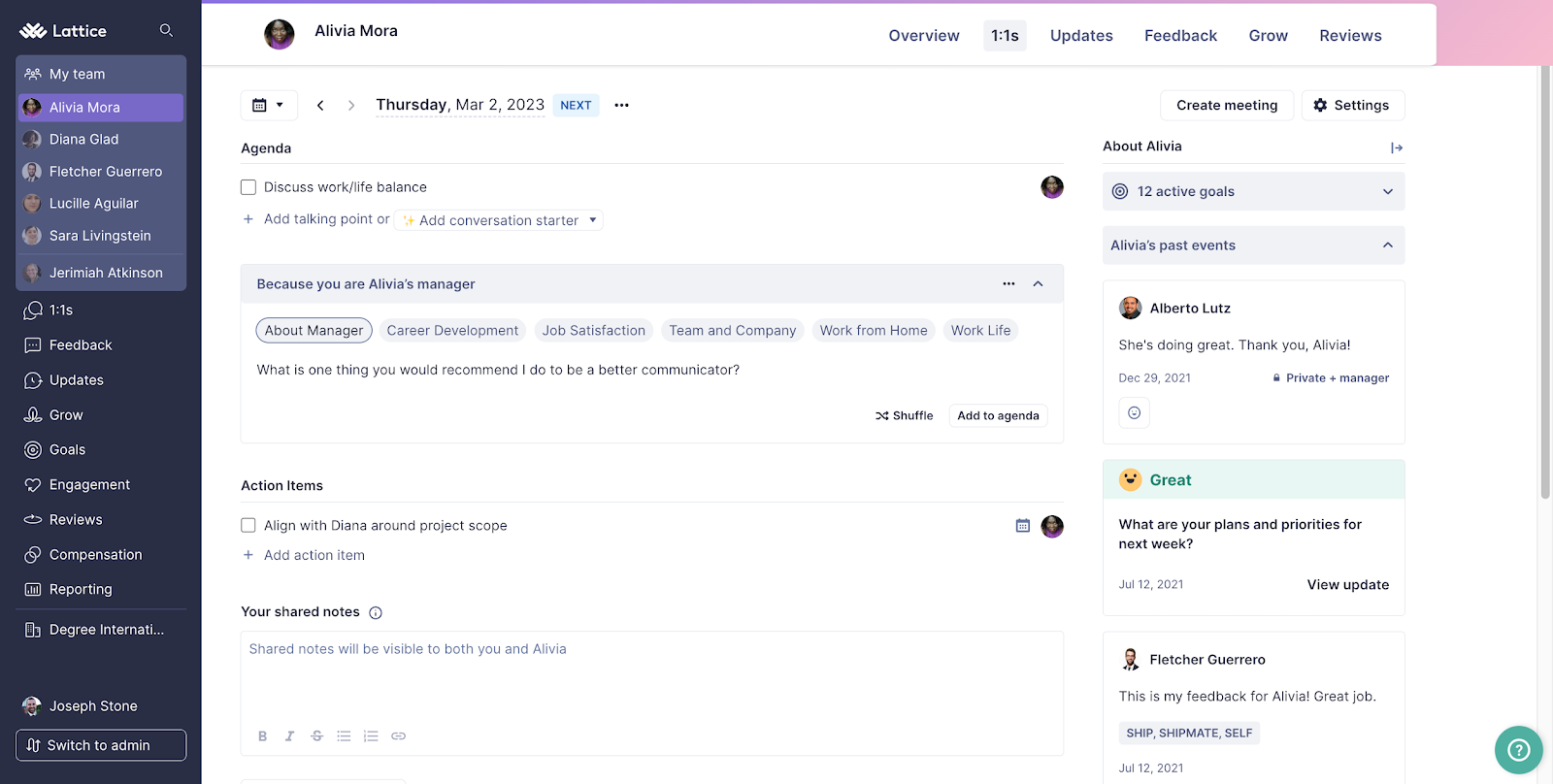 Lattice: Best for personalized performance reviews and growth plans