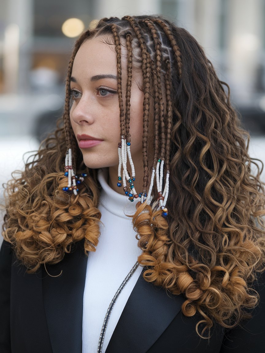 29. Beaded Braids with Curly Ends