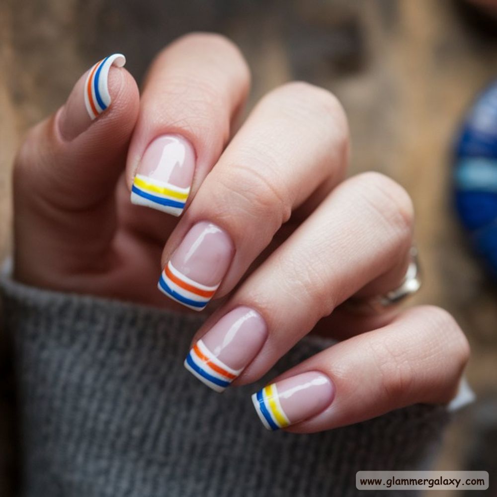 Summer French Tip Nails Talavera-Inspired French