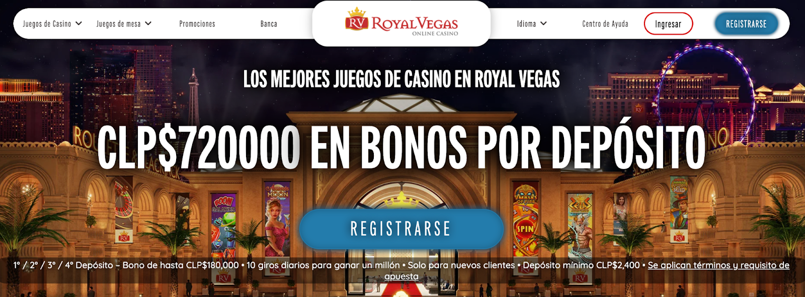 Página de inicio de Royal Vegas Online Casino