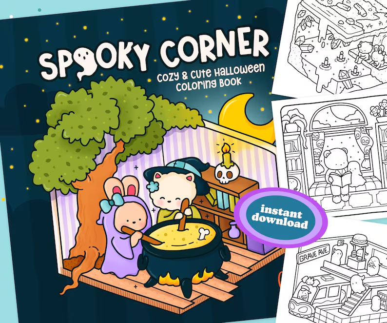 Halloween digital coloring pages