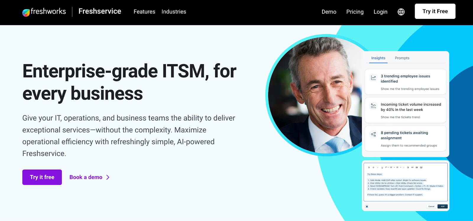 Screenshot of Freshservice.