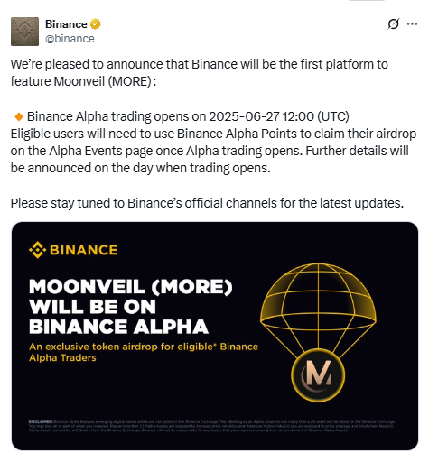 $MORE Token Lists on Binance Alpha, जानें टाइमिंग और डिटेल्स 