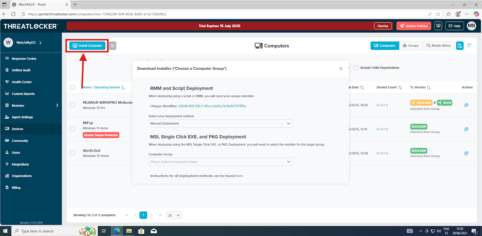 How to install the ThreatLocker Windows agent?