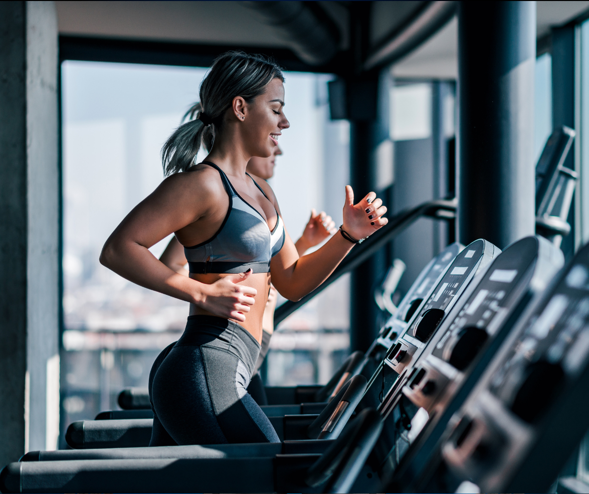 Woman running on a treadmill