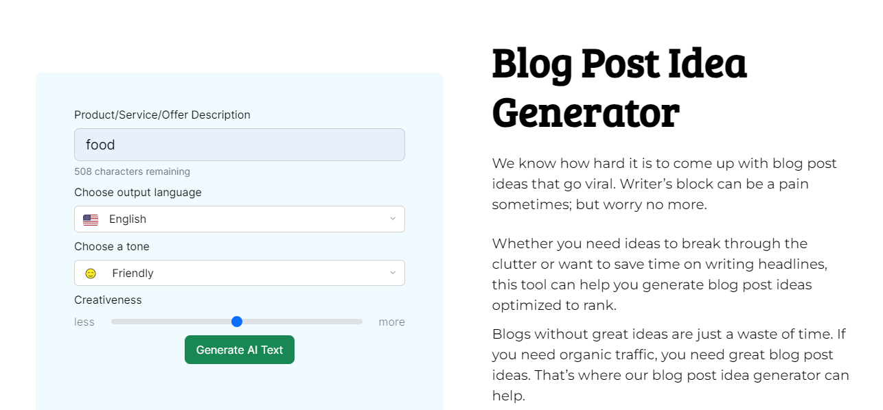 Content Gorilla's Blog Post Idea Generator