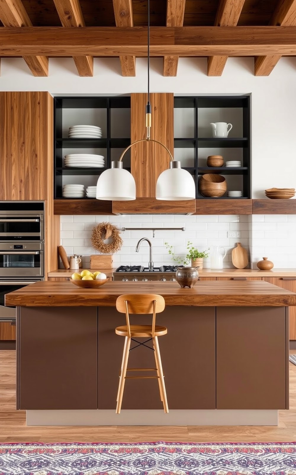 Natural wood kitchen accents