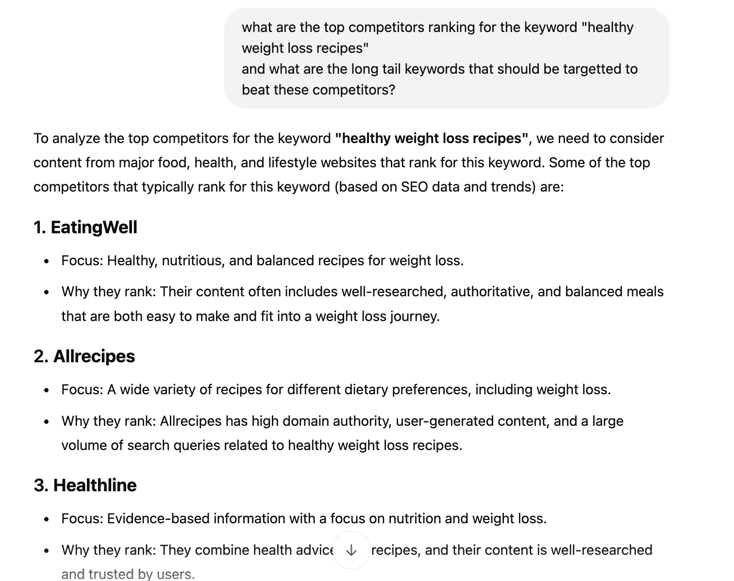 ChatGPT for SEO - Identifying long tail keywords