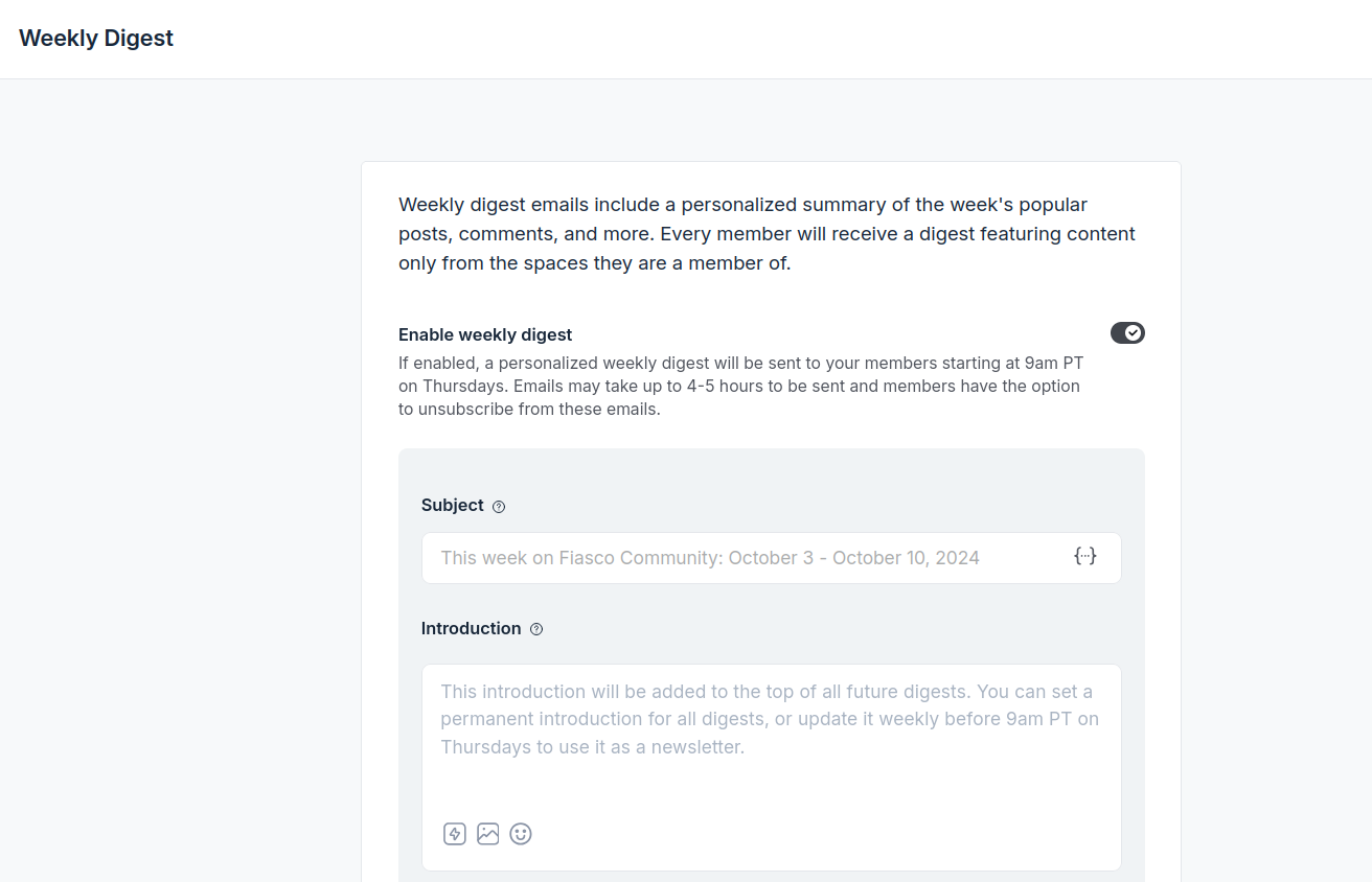 weekly digest in Circle