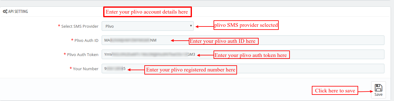 plivo configuration in module