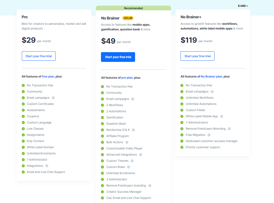 FreshLearn Pricing