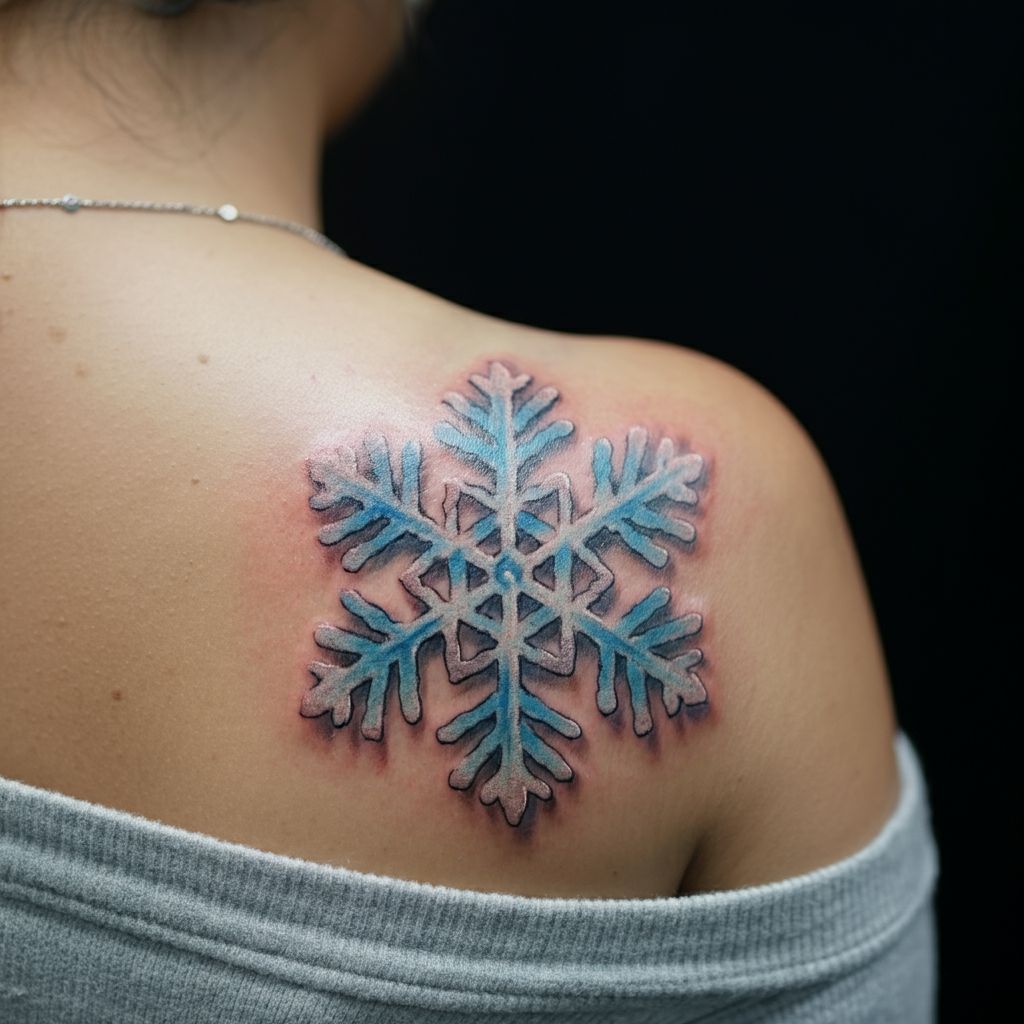 Snowflake Tattoo on shoulder 