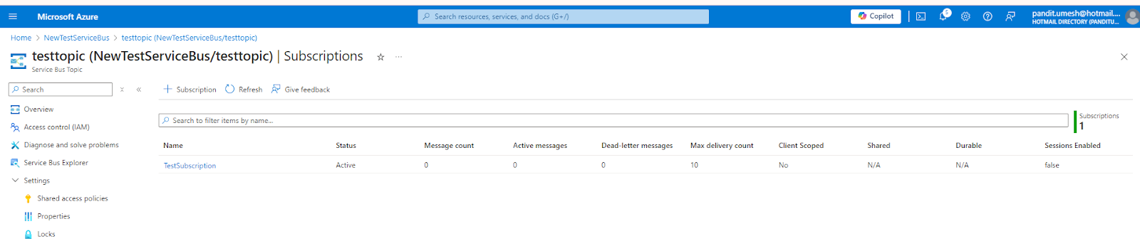 Subscriptions in Azure service bus