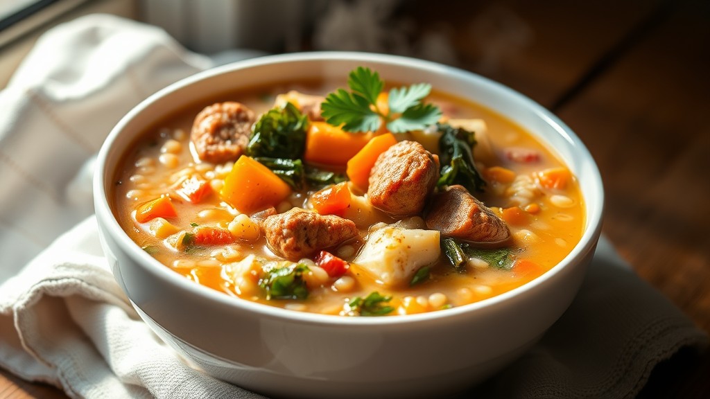 Chicken Sausage and Farro Soup