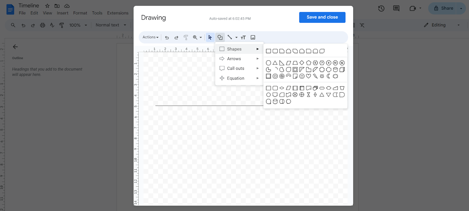 Insert shapes for events