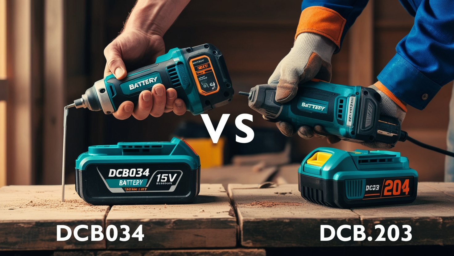 DCB034 Battery Versus DCB203