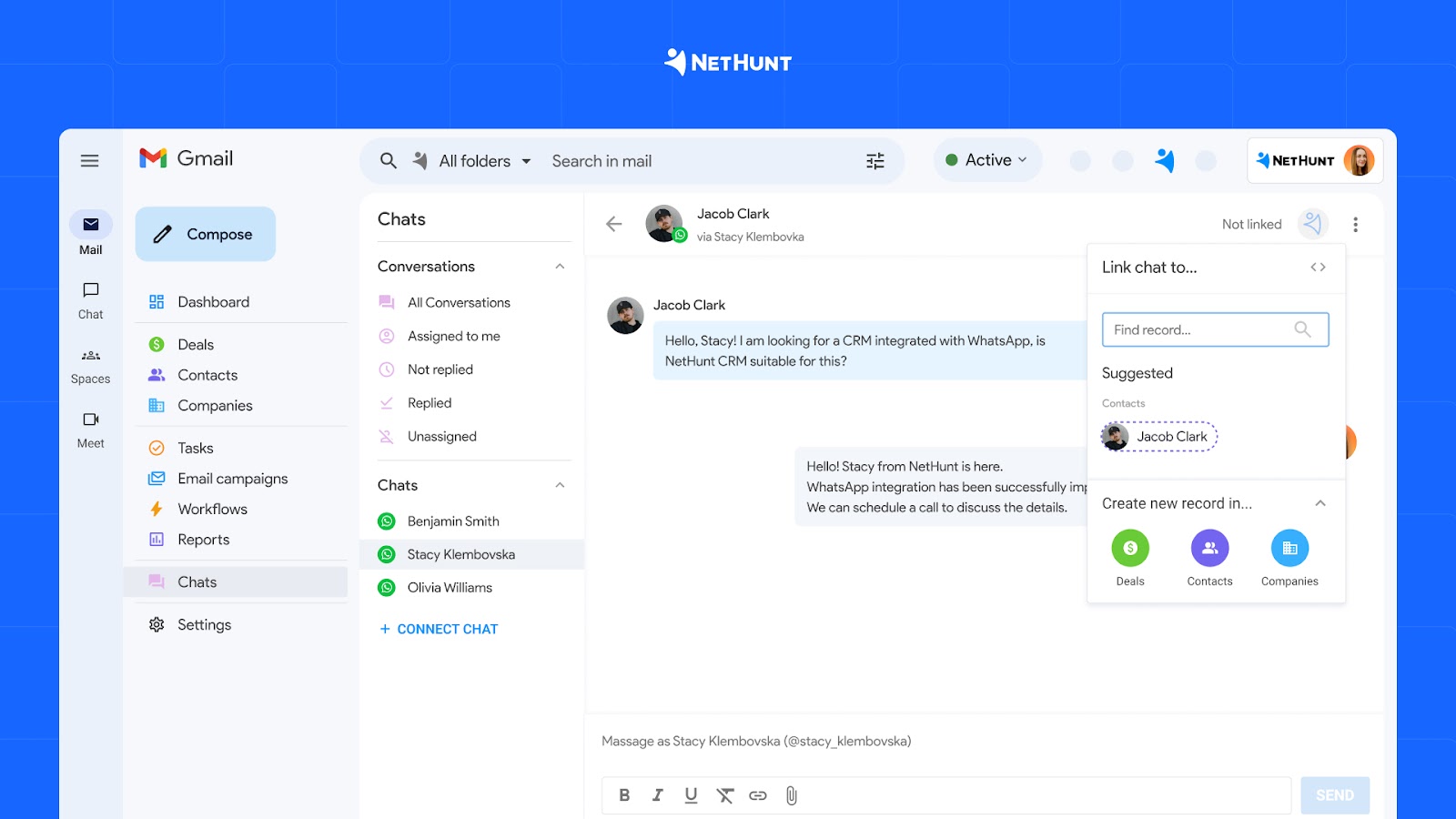 Communicating with WhatsApp leads in NetHunt CRM