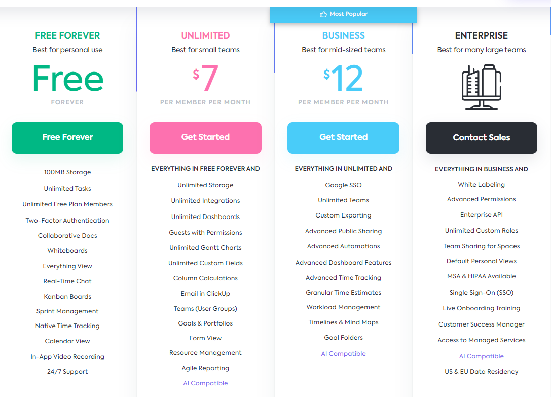 ClickUp pricing