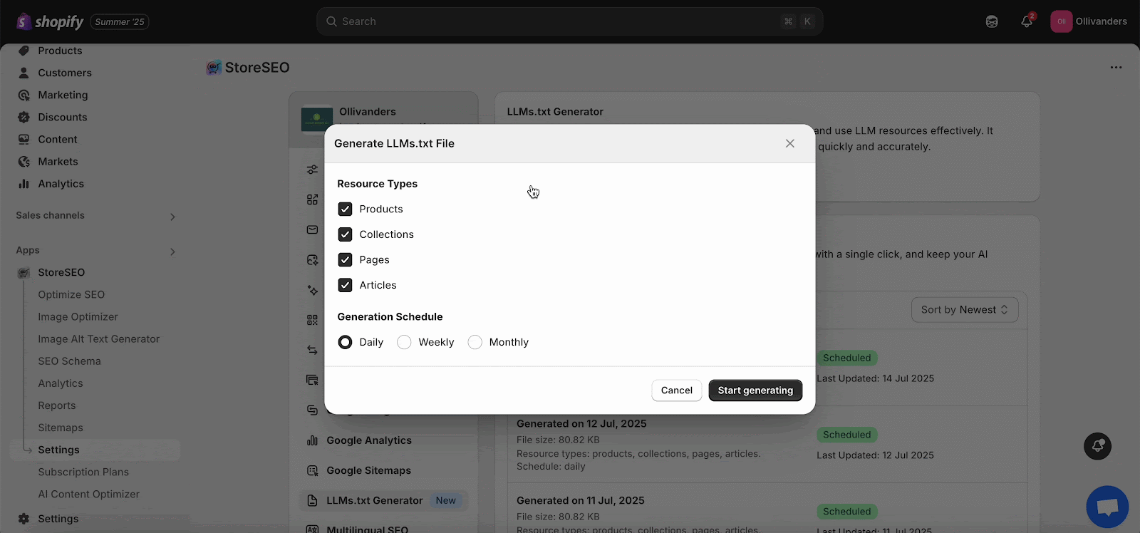 How to Generate LLMs.txt With StoreSEO 