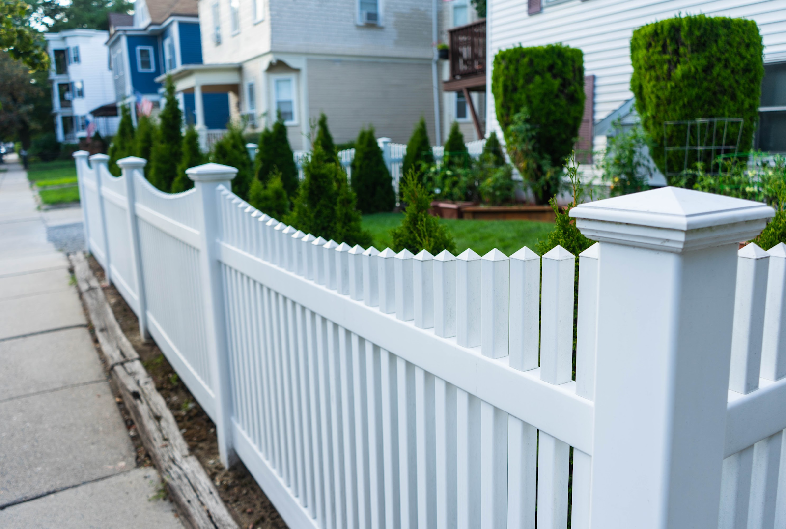 A white front yard fence.