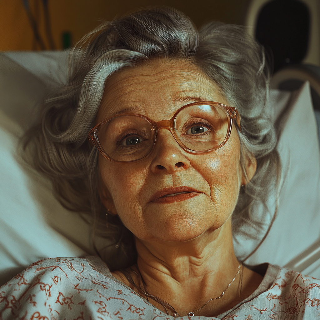 An older lady lying on a hospital bed | Source: Midjourney