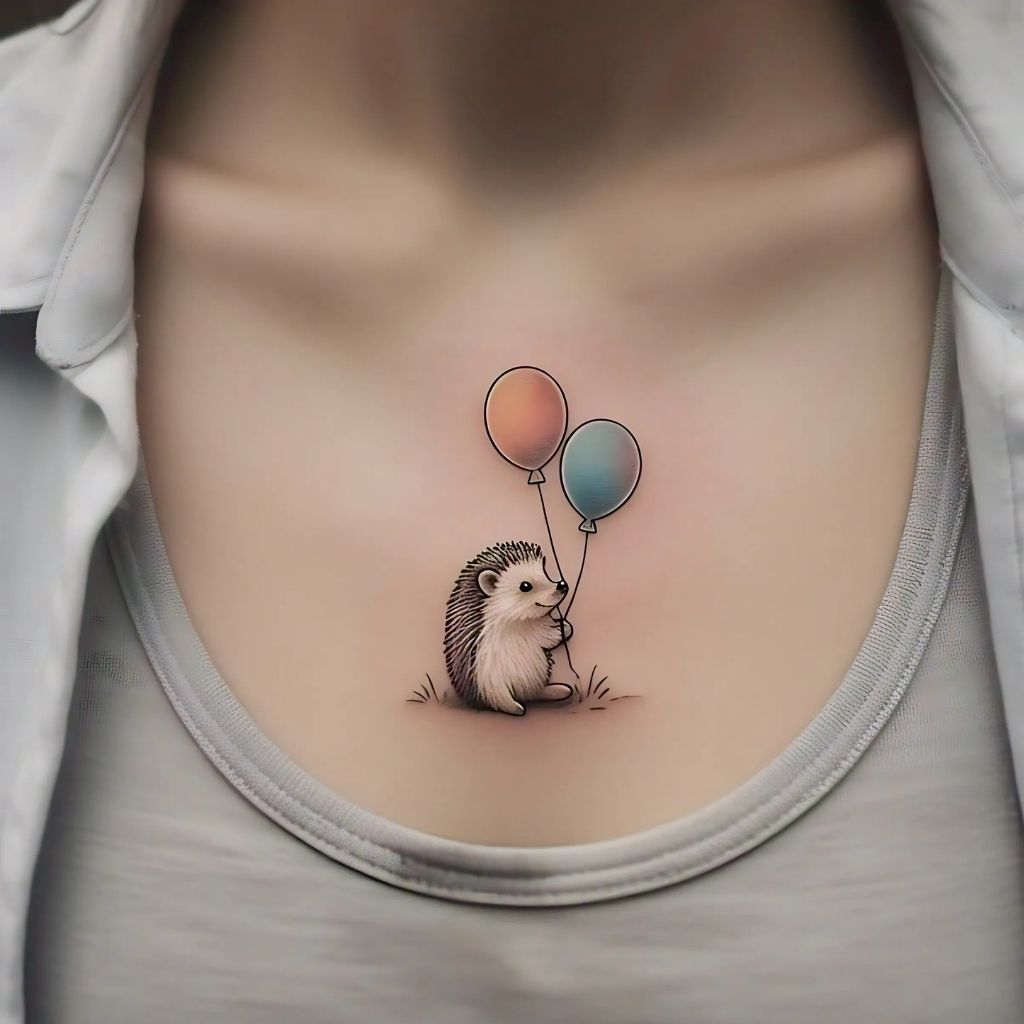 Hedgehog with a Balloon Tattoo