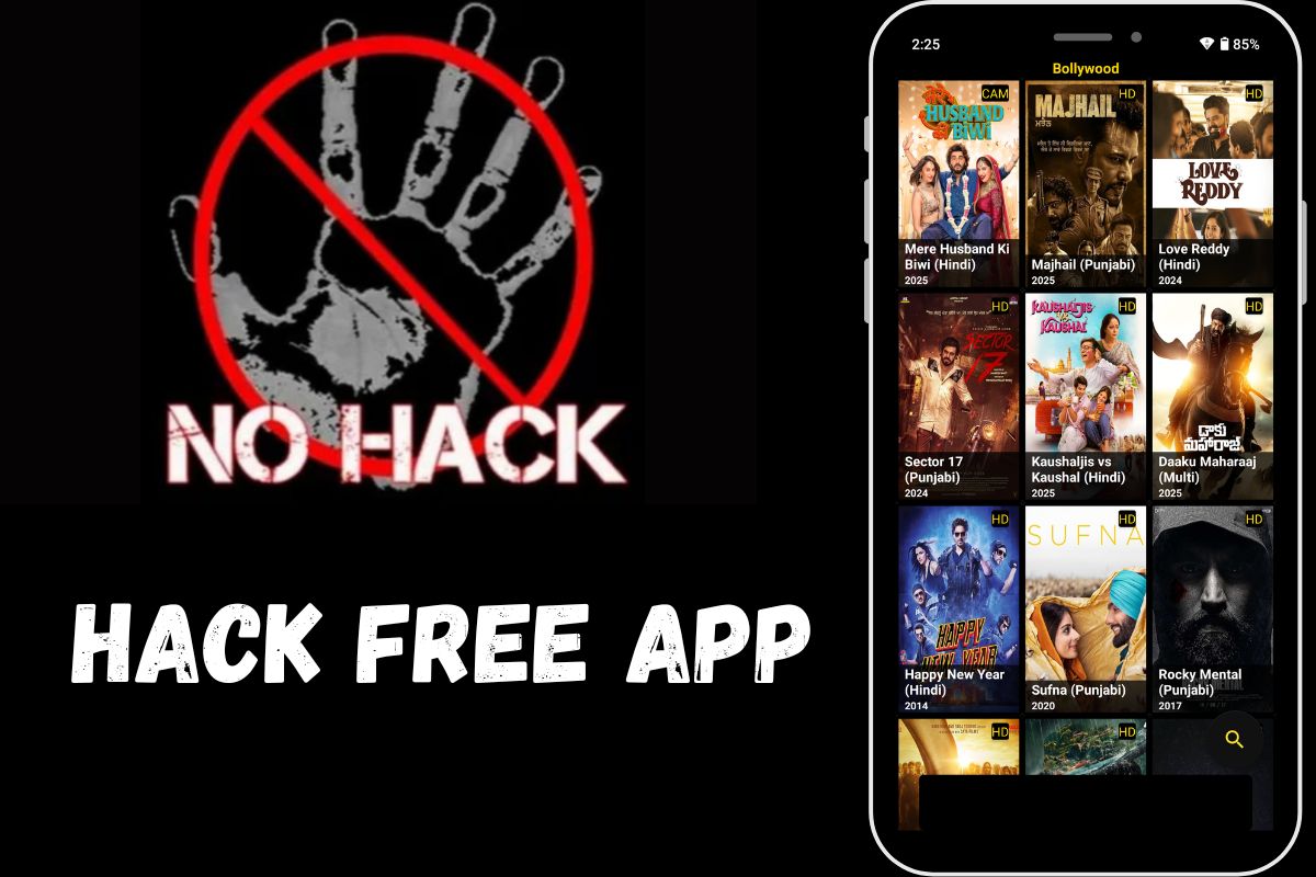 Pikashow app with "No Hack" and "Hack-Free App" message, ensuring safe and secure streaming.