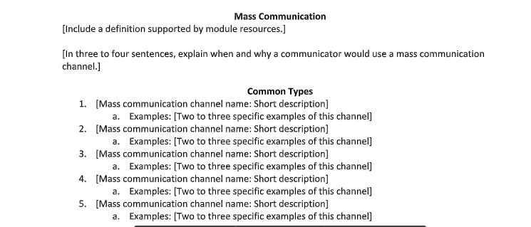 COM-127 2-1 Activity: Mass Communication Reference Guide