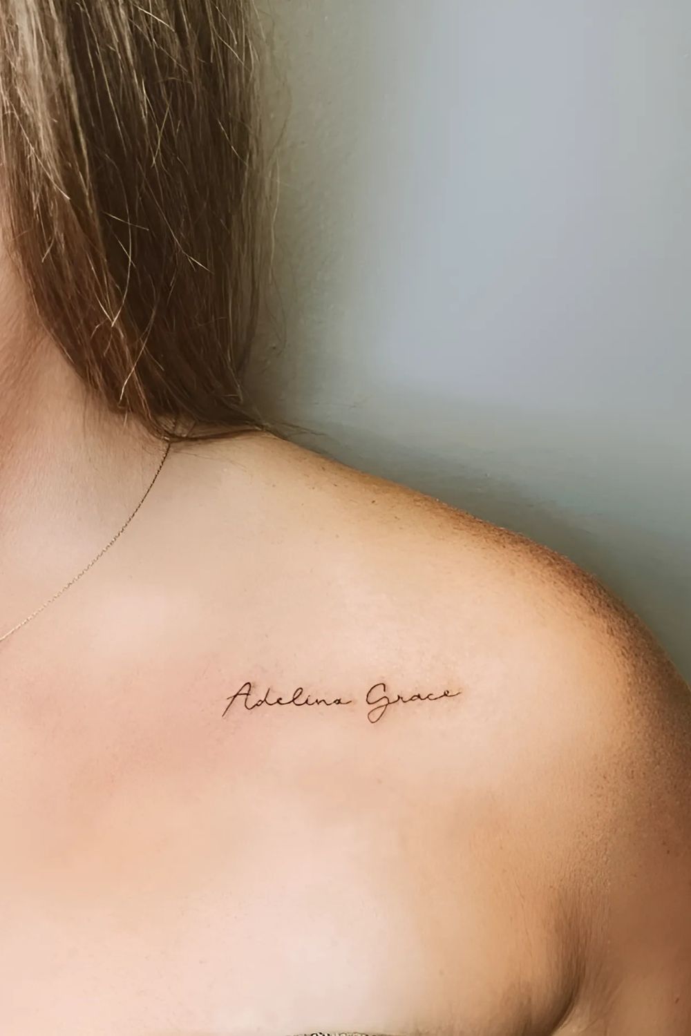 Name Front Shoulder Tattoo