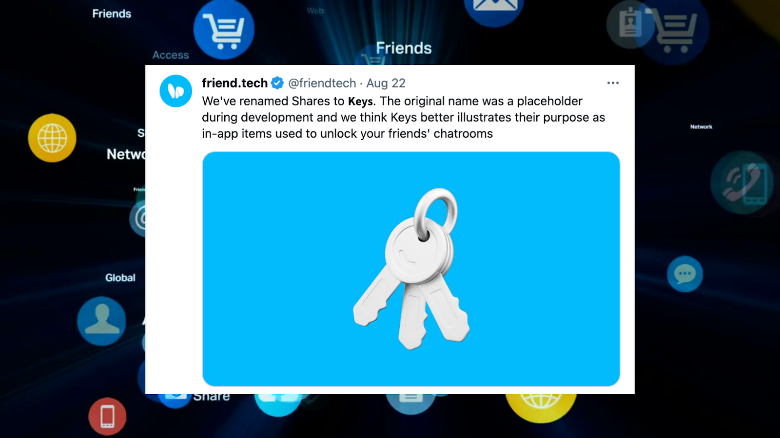 Friend.Tech platform interface and keys