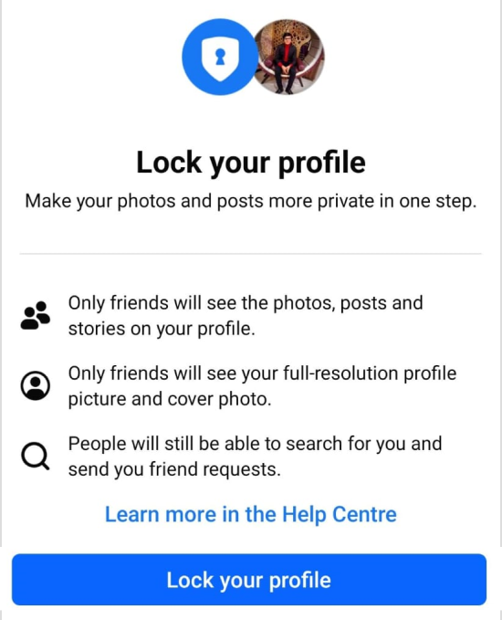 lock your profile in settings 