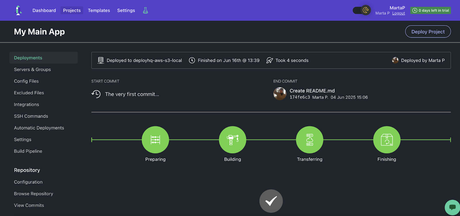 A successful commit on <a href='https://www.deployhq.com' class='brandLink brandLink--deployhq' data-blog='/blog/deploy'>DeployHQ</a> UI