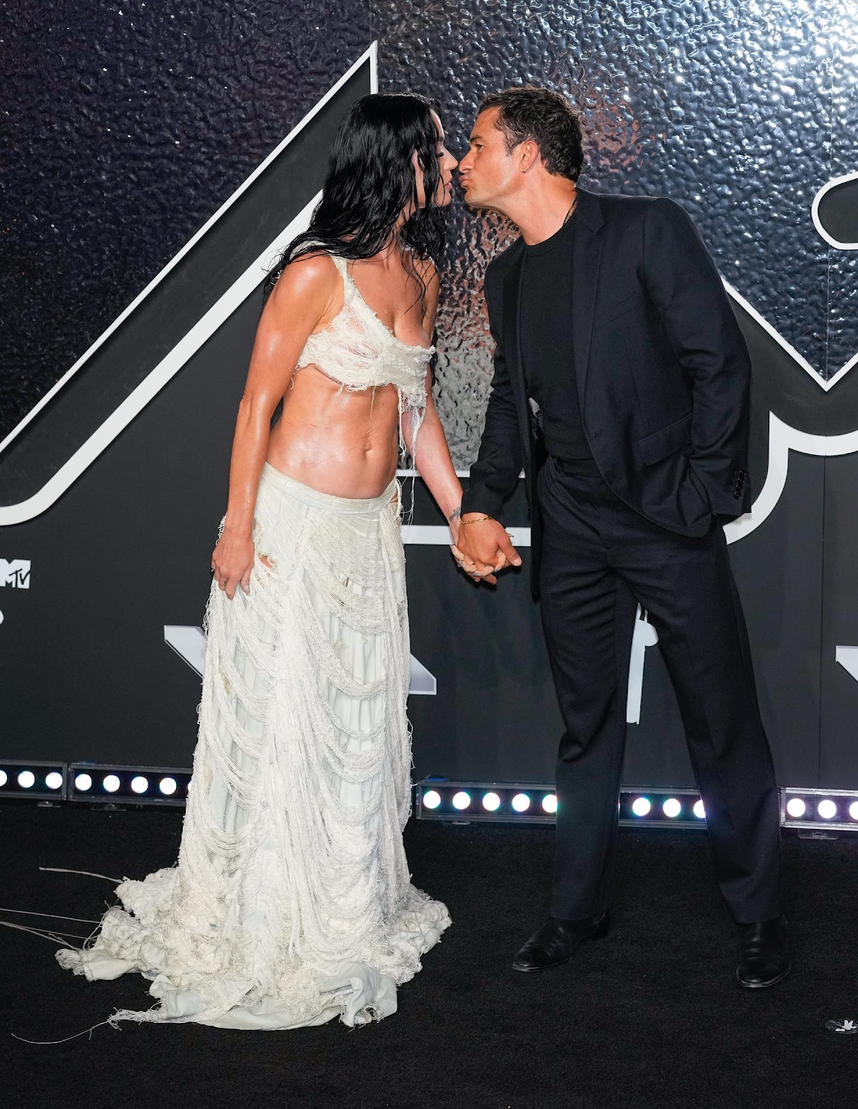 Katy Perry and Orlando Bloom at the 2024 MTV Video Music Awards on September 11, 2024, in New York City. | Source: Getty Images