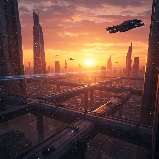 Text-to-image model creates a futuristic city from a prompt.
