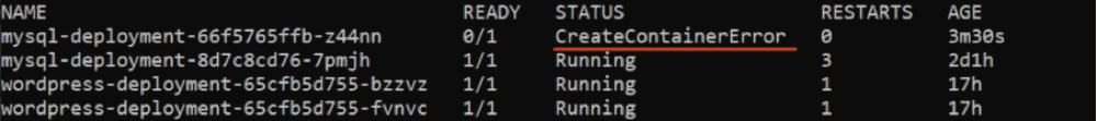 CreateContainerError status