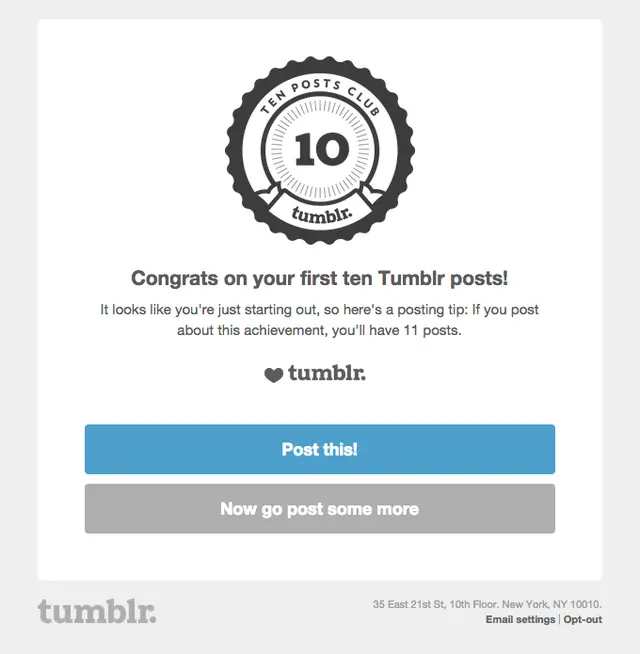 Tumblr lifecycle email marketing