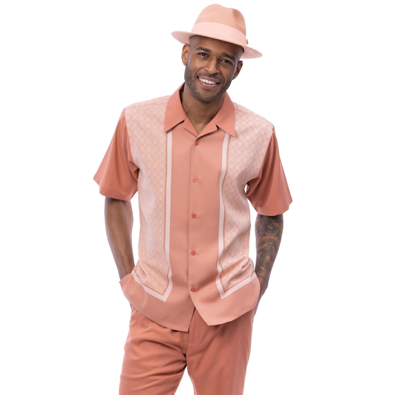 Peach Diamond Panel Walking Suit