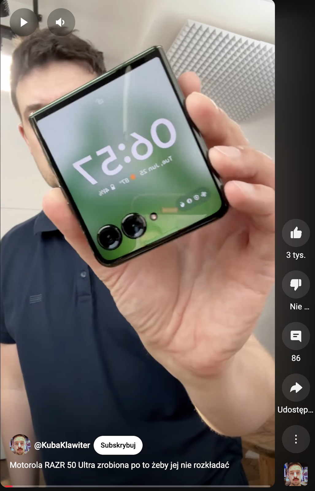 Wykorzystanie YouTube Shorts do prezentacji telefonu i jego funkcji na kanale @KubaKlawiter