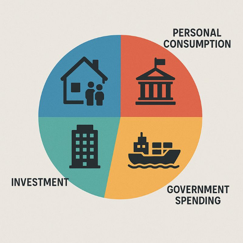 Biểu đồ tròn màu minh họa tỷ trọng chi tiêu trong GDP