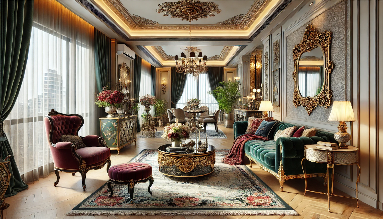 Romantic Vintage Revival in Modern Condo Living Room Design