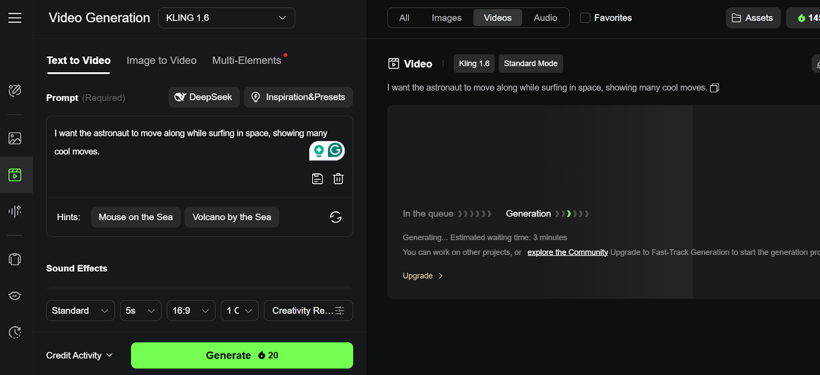Video generation with Kling AI